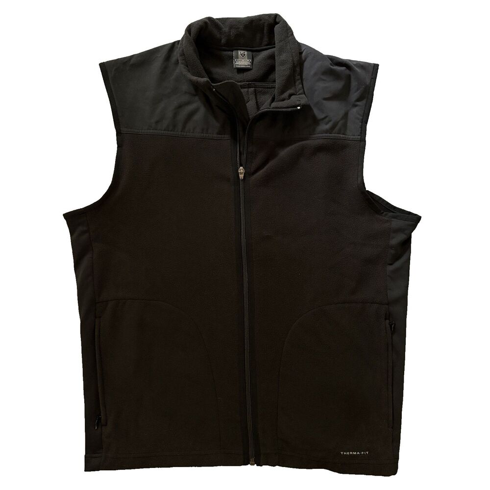 Nike Mens Large Therma FIT Black Fleece Golf Vest Sleeveless Full Zip Athletic